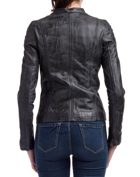 Veste en Cuir d'Agneau Adeline noire