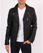 Veste en Cuir d'Agneau Lars noire