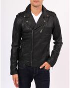 Veste en Cuir d'Agneau Lars noire