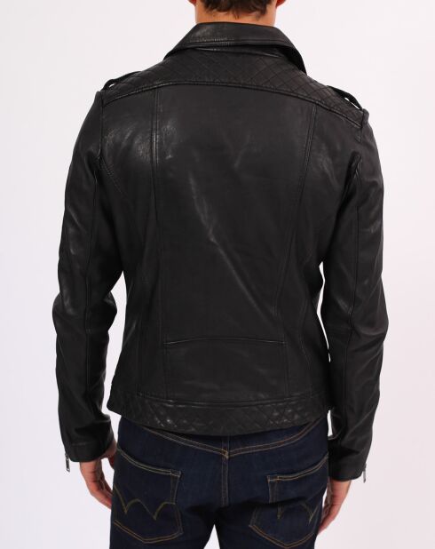 Veste en Cuir d'Agneau Lars noire
