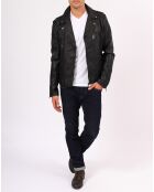 Veste en Cuir d'Agneau Lars noire