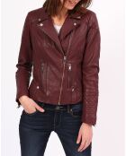 Oxanna burgunderrote Lammfelljacke