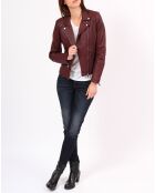Oxanna burgunderrote Lammfelljacke