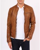 Veste en Cuir d'Agneau Villy cognac