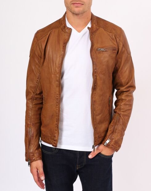 Veste en Cuir d'Agneau Villy cognac