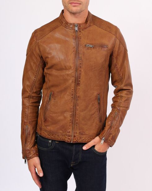 Veste en Cuir d'Agneau Villy cognac