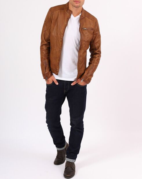Veste en Cuir d'Agneau Villy cognac