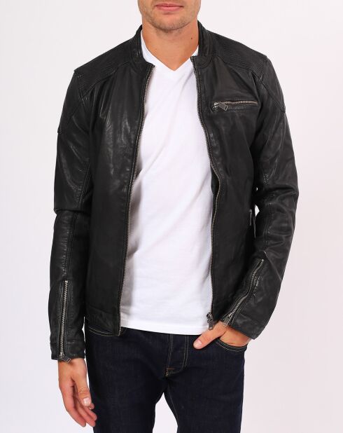 Veste en Cuir d'Agneau Villy noire