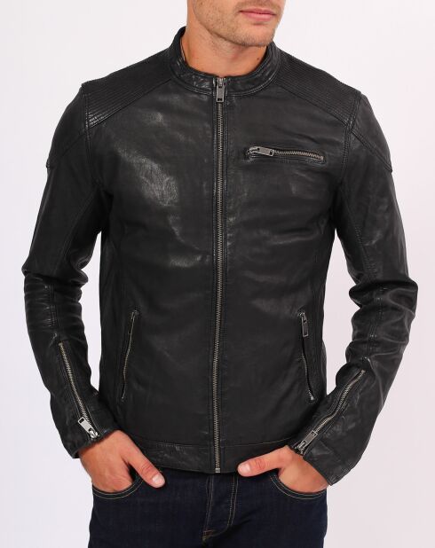 Veste en Cuir d'Agneau Villy noire