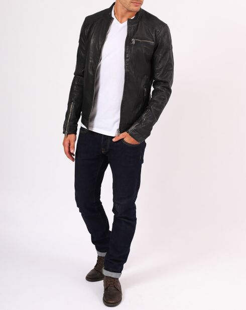 Veste en Cuir d'Agneau Villy noire