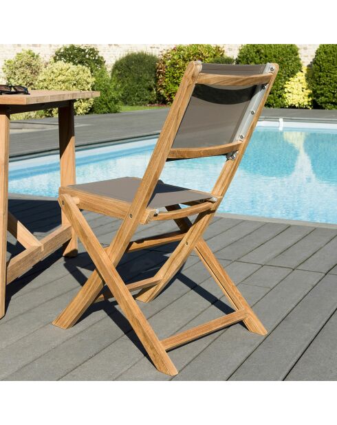 2 Chaises pliantes Fun teck - 46.5x62x88 cm