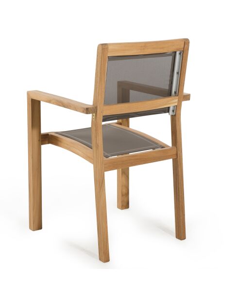 2 leuke stapelbare fauteuils van teakhout - 55x52x89 cm