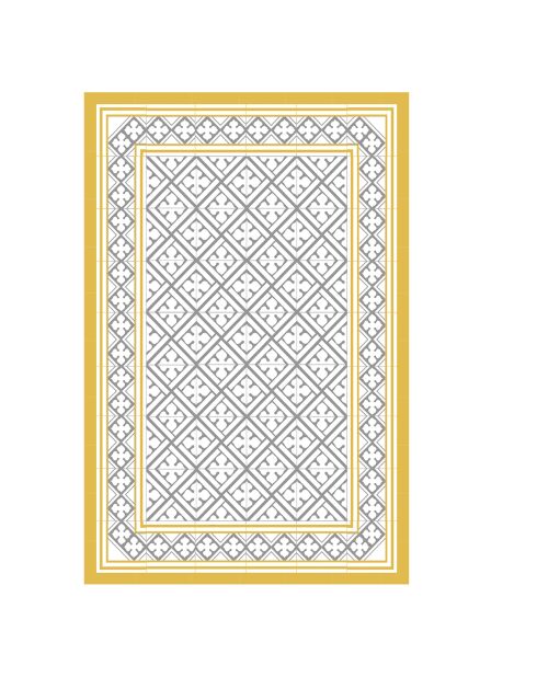 Tapis vinyle Palace moutarde/gris - 133x200 cm