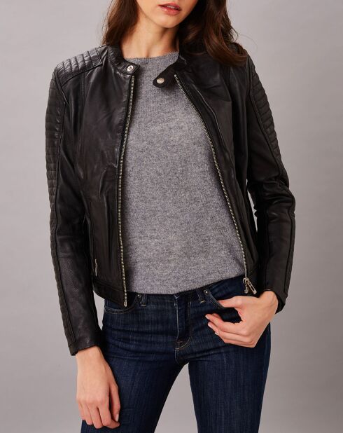 Veste en Cuir Sakura noire