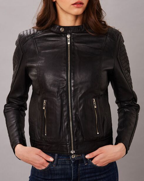 Veste en Cuir Sakura noire