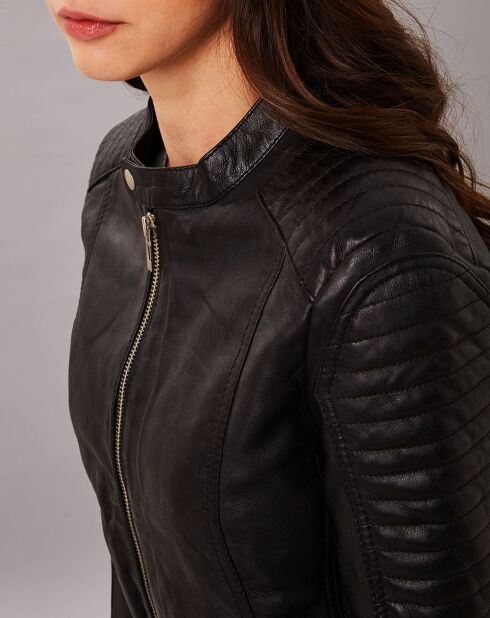 Veste en Cuir Sakura noire