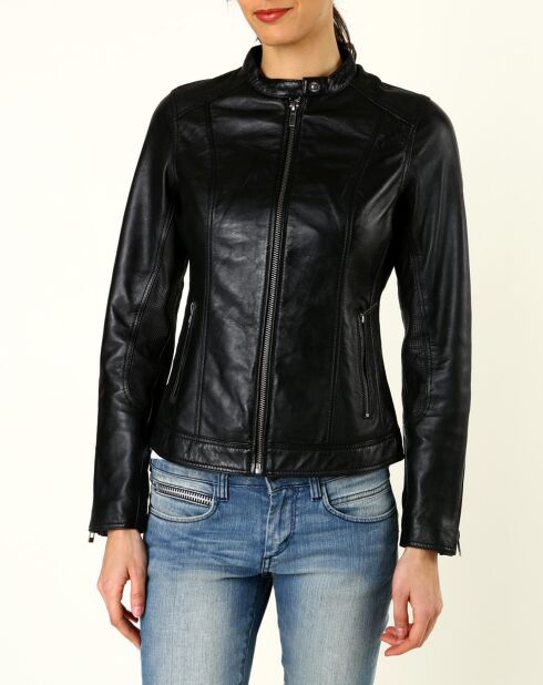 Veste en Cuir Talia noire