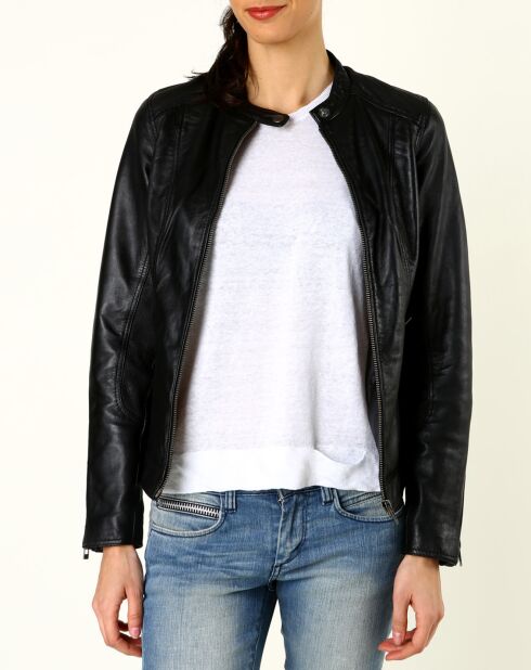 Veste en Cuir Talia noire