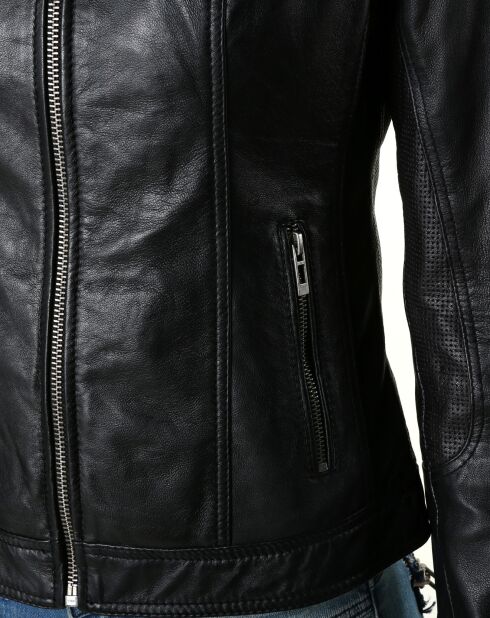 Veste en Cuir Talia noire