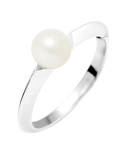 Bague Jade Or Blanc Perle d'Eau Douce blanc naturel