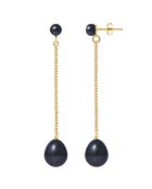 Ilana Ohrringe aus Gelbgold mit schwarzen Süßwasserperlen