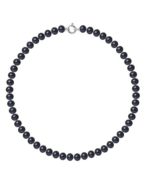 Elona witgouden zwarte zoetwaterparelketting