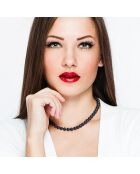 Elona witgouden zwarte zoetwaterparelketting