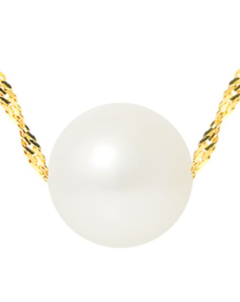 Eliane Halskette Gelbgold Natürliche weiße Süßwasserperle