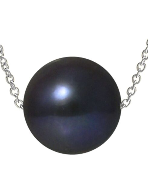 Tahiti zwarte zoetwaterparel witgouden bloemenketting