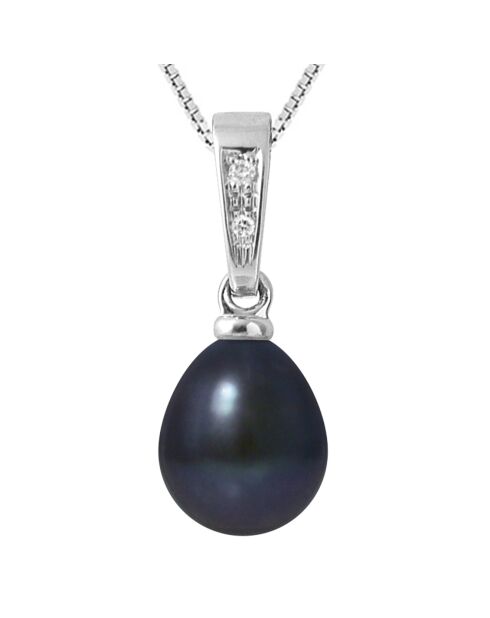 Melissandre witgouden zwarte zoetwaterparel hanger