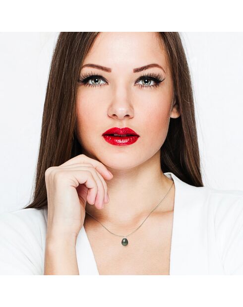 Sakura witgouden en grijs/groene Tahitiaanse parelketting