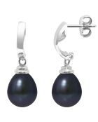 Boucles d'oreilles Eglantine Argent Perles d'Eau Douce noir Tahiti