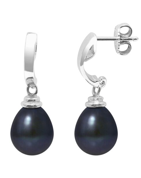 Boucles d'oreilles Eglantine Argent Perles d'Eau Douce noir Tahiti