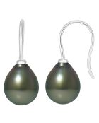 Pendientes Yvonne Silver con perlas tahitianas, color negro, Tahití