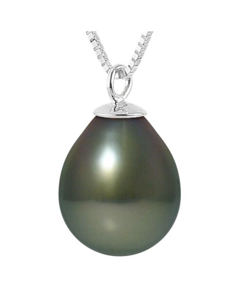 Yolande Silver & Tahitian Parelgrijs/groene ketting