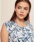 Robe imprimé libellules Etincelle crème/bleu