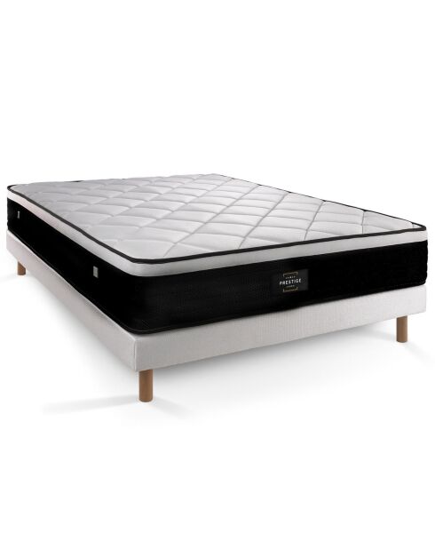 Ensemble matelas & sommier Suite blanc/noir - 140x200 cm