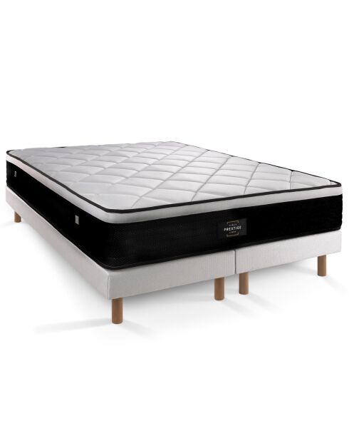 Ensemble matelas & 2 sommiers Suite blanc/noir - 2x90x200 cm