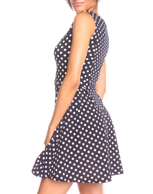 Louisa zwarte jurk met stippenprint