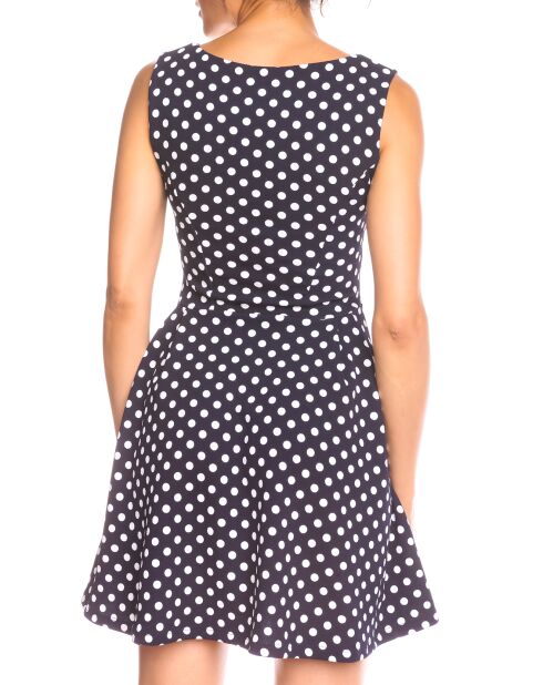 Louisa zwarte jurk met stippenprint