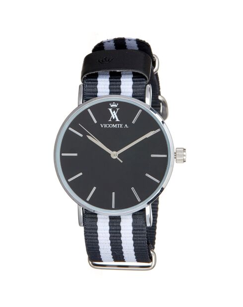 Montre Mixte en Nylon gris/gris clair + bracelet en Acier argenté