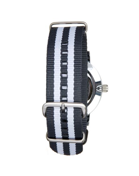 Montre Mixte en Nylon gris/gris clair + bracelet en Acier argenté