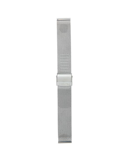 Montre Mixte en Nylon noir/blanc + bracelet en Acier argenté