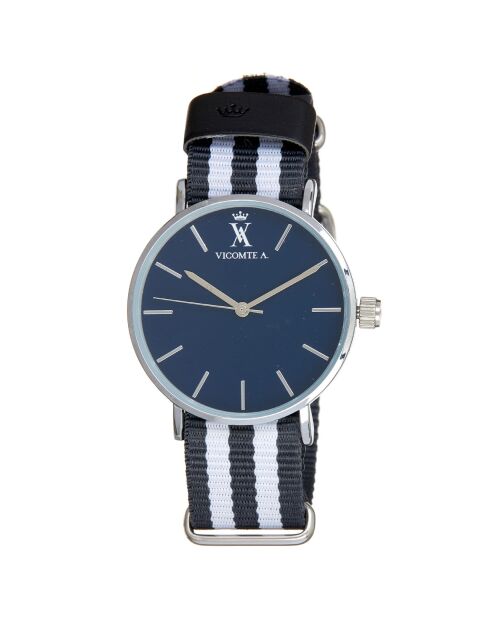 Montre Mixte en Nylon gris/gris clair + bracelet en Acier argenté