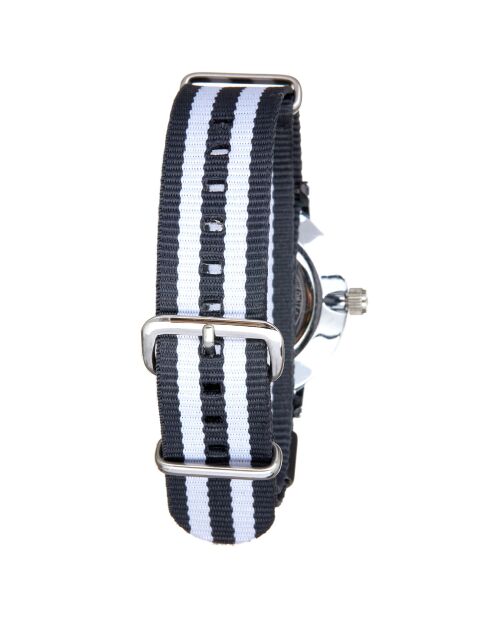 Montre Mixte en Nylon gris/gris clair + bracelet en Acier argenté