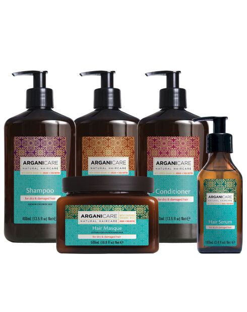 Kit Programme réparateur intensif à l'Huile d'Argan cheveux secs et abîmés - 5 pièces