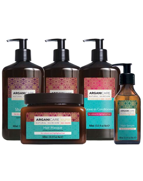 Kit Rituel beauté à l'Huile d'Argan cheveux colorés - 5 pièces