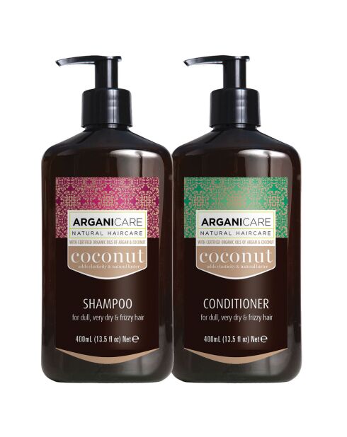 Kit à l'Huile de Coco Shampooing et après-Shampooing cheveux secs et frisés - 2x400 ml