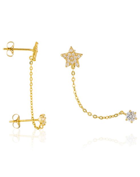 Boucles d'oreilles Nuit Etoilée Zirconium or jaune