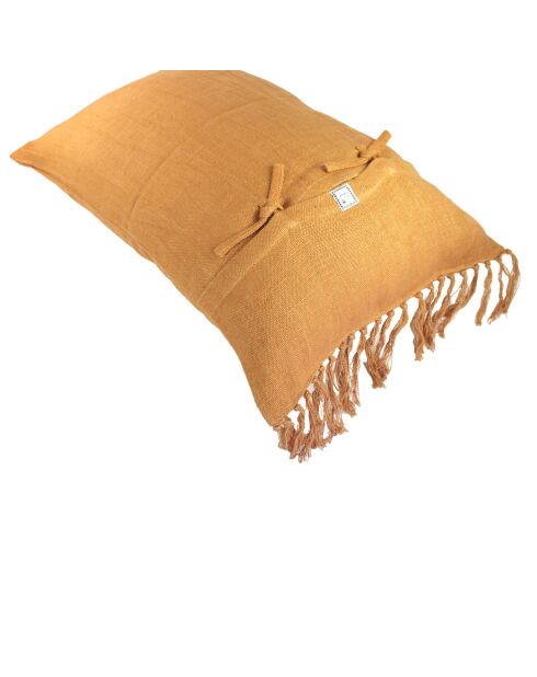 Kissenbezug aus Leinen mit Fransen, 50 x 75 cm, Orange